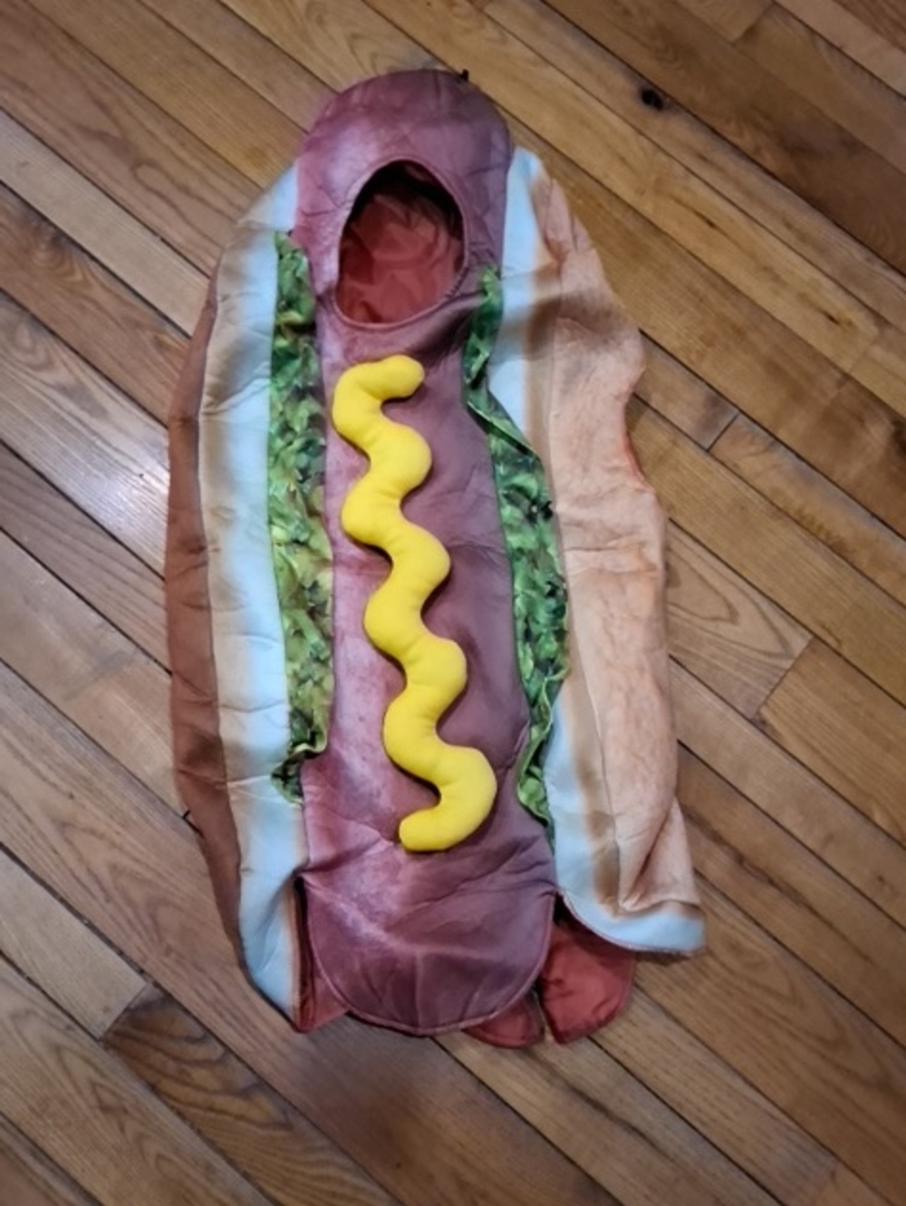Target Kids Hot Dog Costume in Brown, Yellow, Green